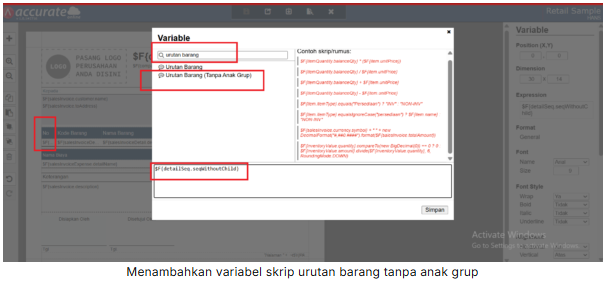 Accurate Online-Tambah Kolom Variabel