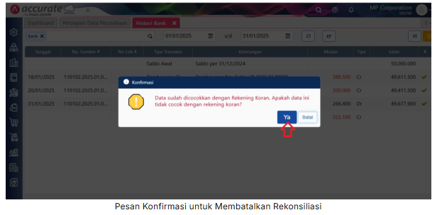 Accurate Online-Pesan Konfirmasi