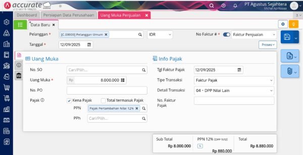 Membuat Uang Muka Penjualan
