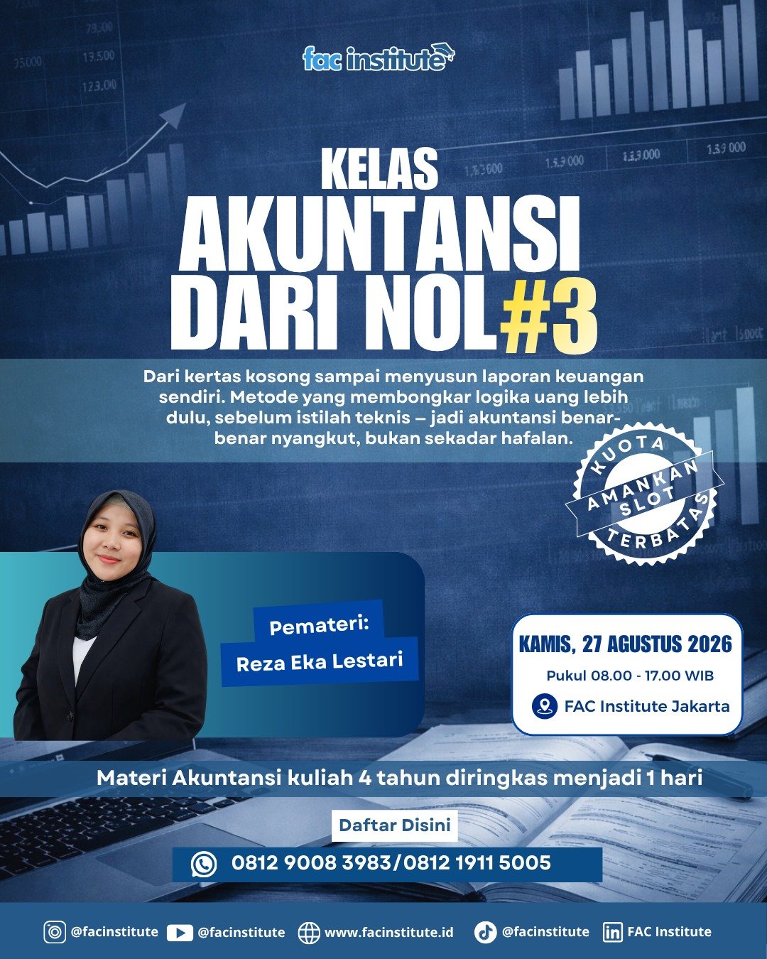 Flyer Kelas Akuntansi dari Nol Batch 3 - Kamis 27 Agustus 2026 di FAC Institute